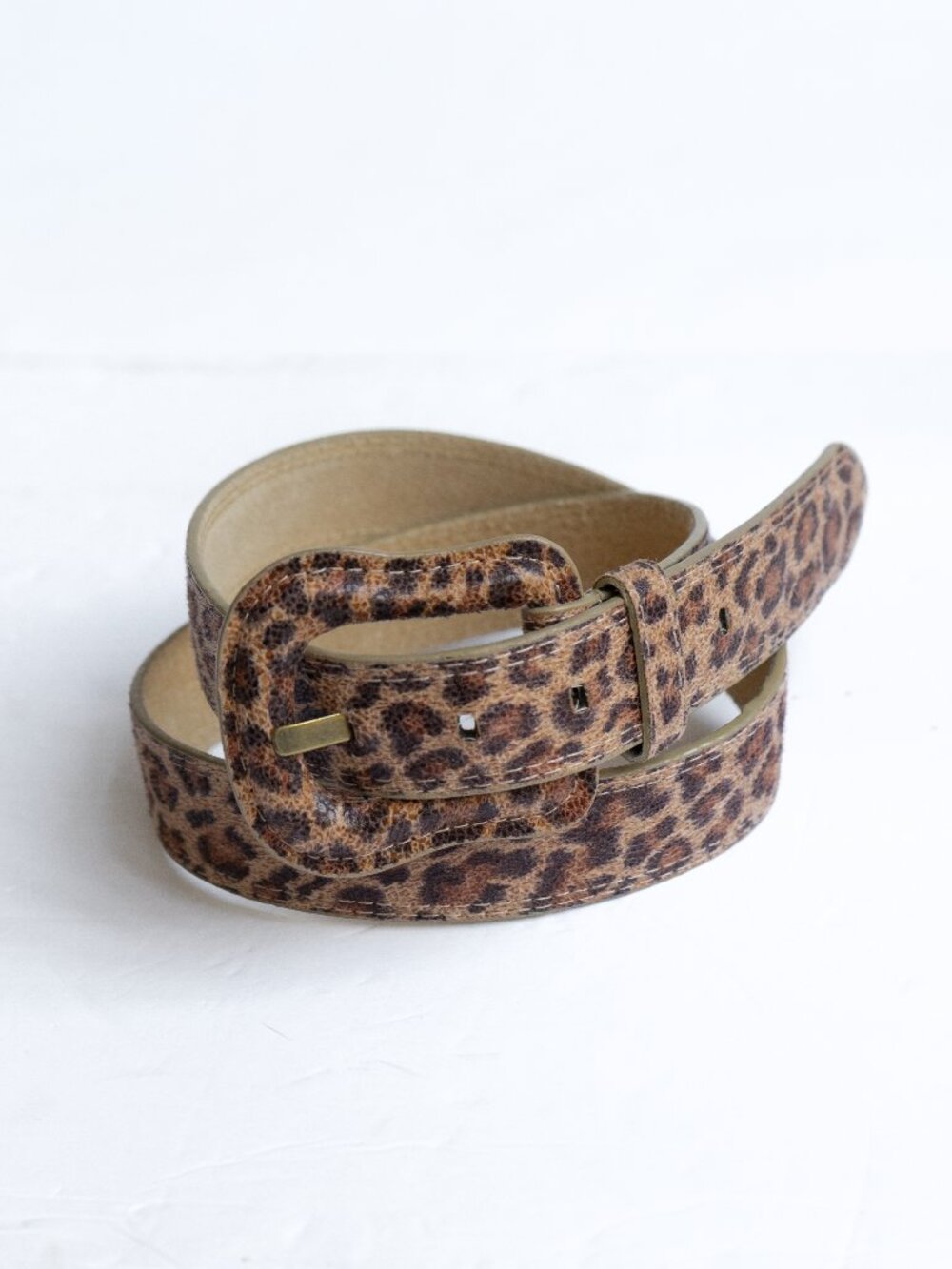 Steve Madden Leopard Print Belt Vintage Y2k Large Buckle Fabric Leather Belt - Picture 2 of 7